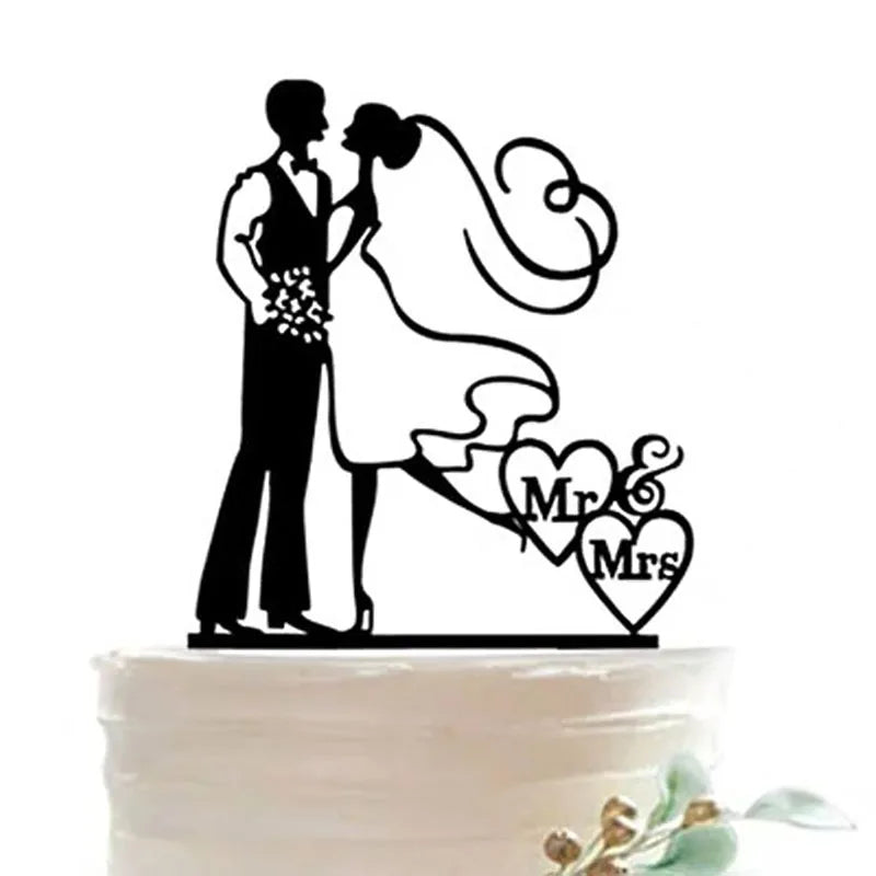 Cake Topper « Mr & Mrs » Acrylique Doré
