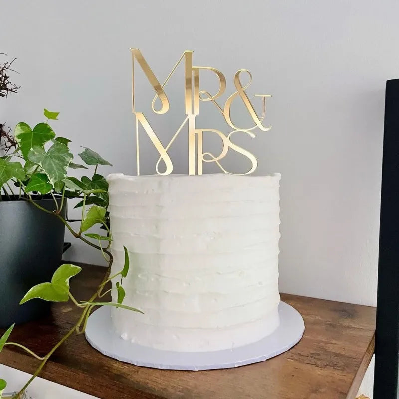 Cake Topper « Mr & Mrs » Acrylique Doré