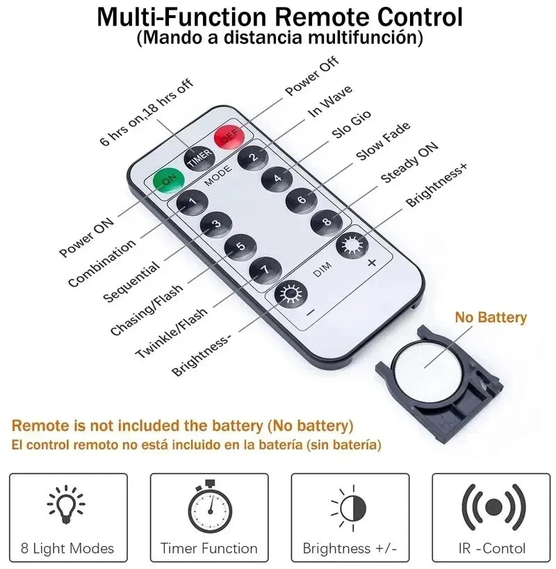 Rideau Lumineux LED 3 m avec Télécommande